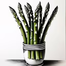a painting of a bunch of plant in a pot