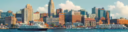 there is an animated painting of a boat docked
