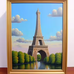 painting of the eiffel tower as it looks like it has been painted,a painting that looks like the eiffel tower in paris