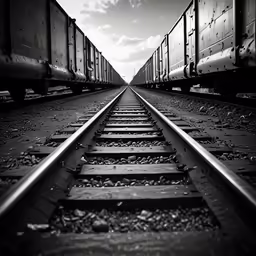 several train tracks in the middle of an empty area