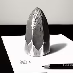 a black and white photo of an ironed object on top of paper