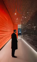 a man is standing in an artistic lobby