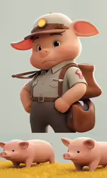 there is a little pig and a policeman