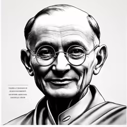 an old man wearing glasses on top of a book