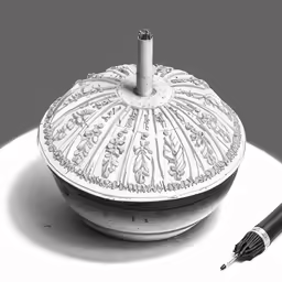 a decorative decorative round dish with a candle holder on it