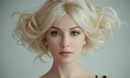 a woman with blonde hair and a dress