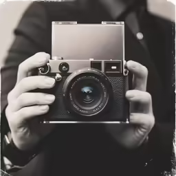 a person holds up a camera to take a picture
