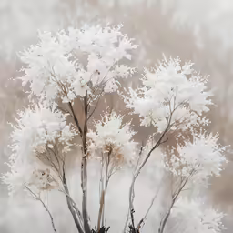 some trees that have some white flowers on them