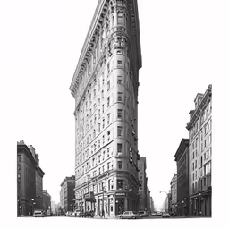 the flat city flat rock building on broadway has the word flatiro above it