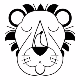 an outline of a lion face with eyes