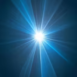 blue star burst with lens in the middle