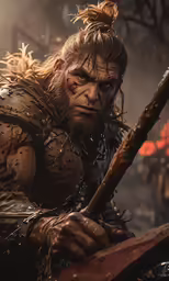 a man in costume with chains and a knife
