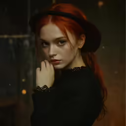 a beautiful redhead woman with red hair posing for a photo