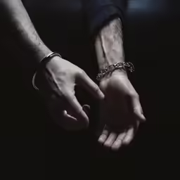 a person with chain bracelet holding their hand