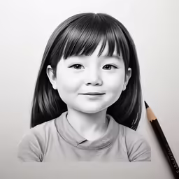 a pencil drawing of a little girl