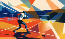 a man walking across a tennis court holding a racquet