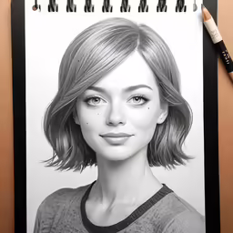 a photo in a sketch book of an attractive woman