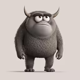 a cartoon character with very large ears and big horns