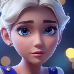 the face of a young female frozen princess