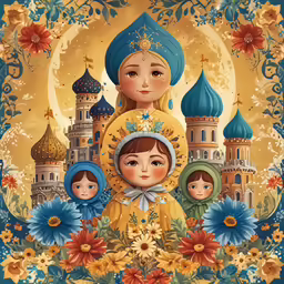 an image of the virgin mary and the four angels in front of an intricate cathedral