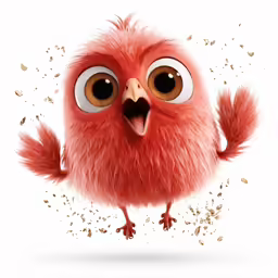 an angry, red bird with big eyes and large eyes