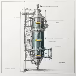 a drawing of a steam turbine in an architectural drawing