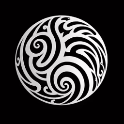 the white sphere of fire is in the middle of a black background