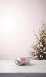 pink, modern styled product sitting on a table