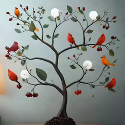 the sculpture of a bird sits on a table