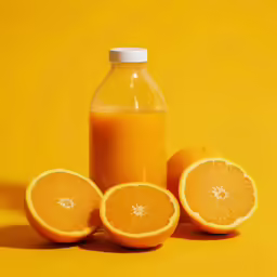 orange juice with half an orange around it