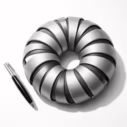 an unusual silver pillow, with a fountain on the side