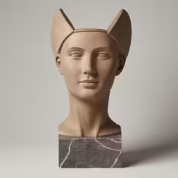 an old white statue of a woman wearing a turban