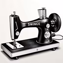 an image of an old black sewing machine