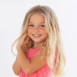 a beautiful little girl posing with a happy look