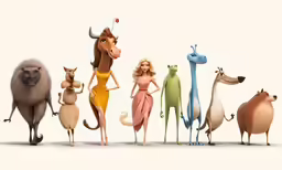there is a group of toy animals that are in this picture