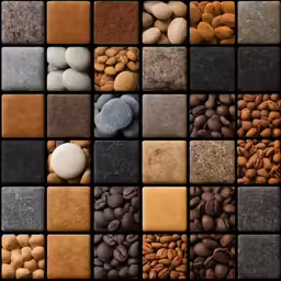 a black and white photo with many different rocks
