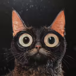 a close up of a cat wearing large goggles