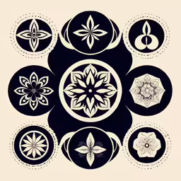 black and white circular flower designs on paper
