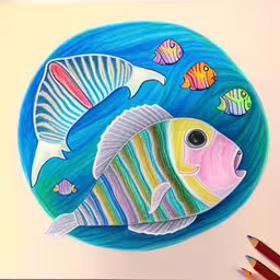 a drawing of two fish next to each other on a white sheet,this is an easy drawing of a fish