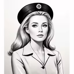 an illustration of a blonde lady in a military uniform