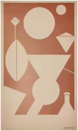 abstract art print with an orange, cream and brown pattern