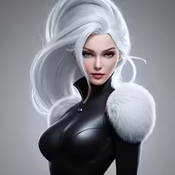 a futuristic lady wearing black and white