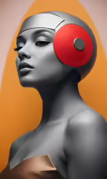 a beautiful lady with a red head piece on her head