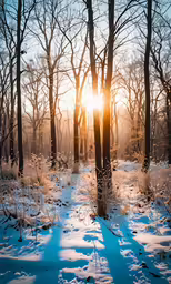 a path leading into a snowy forest in winter