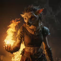 the demon girl is holding a flame in her hands