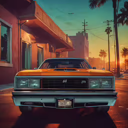 a car parked on the side of a street near a building,a car sitting on the side of a road next to a building