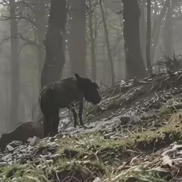 a horse is on a hill beside another horse