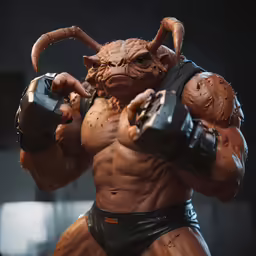 a close up of a toy monster holding some hand controls
