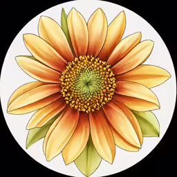 a drawing of a yellow sunflower