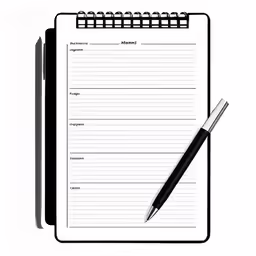 an open notepad and pen on top of a blank sheet
